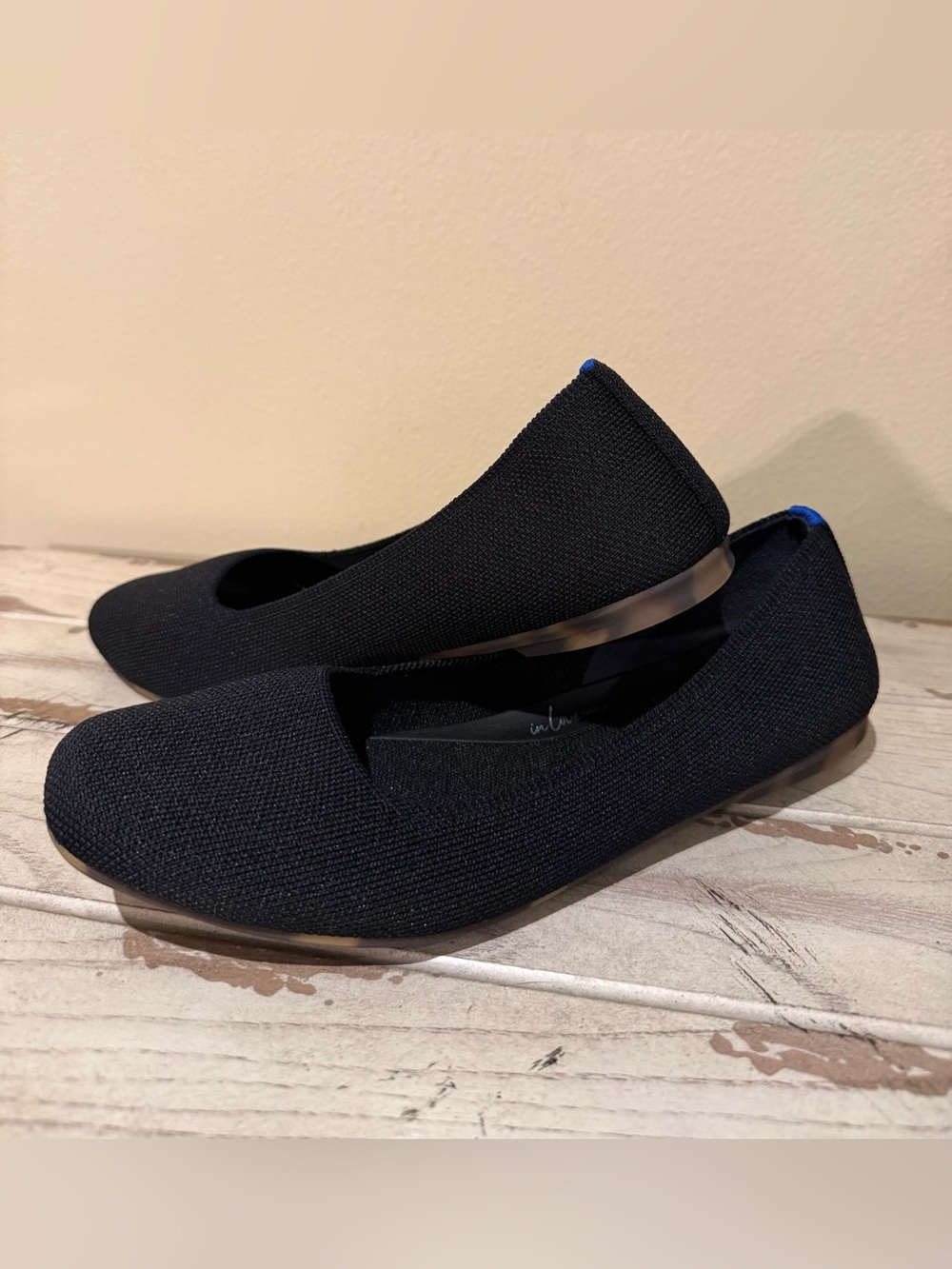 Rothy's The Max Square Flat in Black | Tortoise Shell Sole Size 9